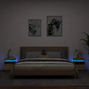 Comparateur de prix : vidaXL Armoires de chevet avec lumières LED 2 pcs chêne sonoma
