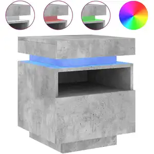 Comparateur de prix : vidaXL Armoire de chevet avec lumières LED gris béton 40x39x48,5 cm