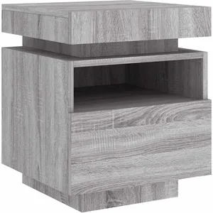 vidaXL Armoire de chevet avec lumières LED sonoma gris 40x39x48,5 cm pas cher