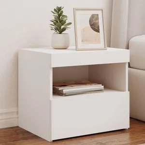 Comparateur de prix : vidaXL Table de chevet avec lumières LED blanc 50x40x45 cm