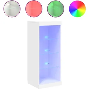 vidaXL Buffet avec lumières LED blanc 41x37x100 cm pas cher