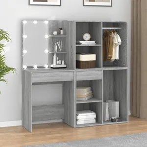 vidaXL Tables de chevet avec lumières LED 2 pcs sonoma gris 50x40x45cm pas cher