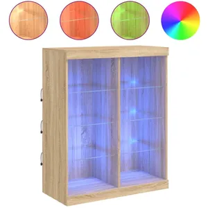 Comparateur de prix : vidaXL Buffet avec lumières LED chêne sonoma 81x37x100 cm