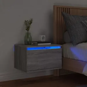 Comparateur de prix : vidaXL Table de chevet murale avec lumières LED sonoma gris