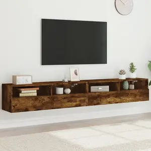Comparateur de prix : vidaXL Meubles TV muraux 2pcs chêne fumé 100x30x30cm bois d'ingénierie