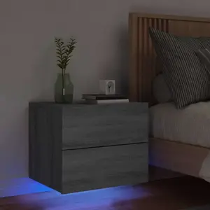vidaXL Table de chevet murale avec lumières LED sonoma gris pas cher