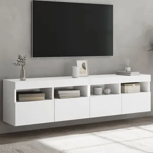 Comparateur de prix : vidaXL Meubles TV muraux avec lumières LED 2 pcs blanc 80x30x40 cm