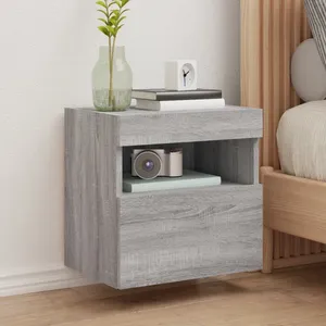 vidaXL Meuble TV mural avec lumières LED sonoma gris 40x30x40 cm pas cher