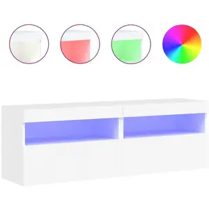 vidaXL Meubles TV muraux avec lumières LED 2 pcs blanc 60x30x40 cm pas cher