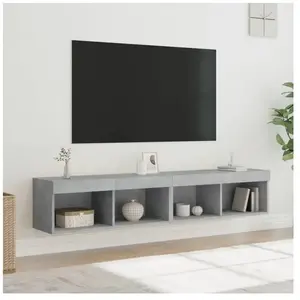 Comparateur de prix : Vidaxl - Meubles Tv Avec Lumières Led 2 Pcs Gris Béton 80x30x30 Cm
