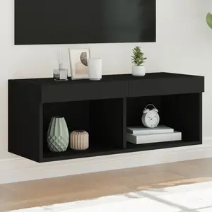Comparateur de prix : vidaXL Meuble TV avec lumières LED noir 80x30x30 cm