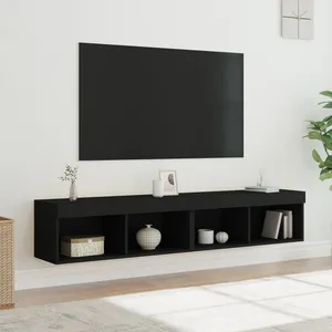 vidaXL Meubles TV avec lumières LED 2 pcs noir 80x30x30 cm pas cher