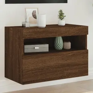 Comparateur de prix : vidaXL Meuble TV mural avec lumières LED chêne marron 60x30x40 cm