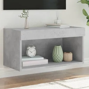 vidaXL Meuble TV avec lumières LED gris béton 60x30x30 cm pas cher