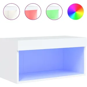 Comparateur de prix : vidaXL Meuble TV avec lumières LED blanc 60x30x30 cm