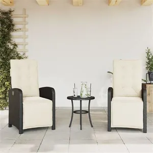 vidaXL Chaises inclinables de jardin lot de 2 repose-pied noir rotin pas cher