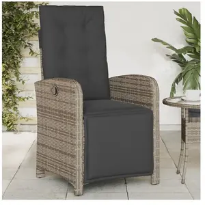 Comparateur de prix : vidaXL Chaise inclinable de jardin et repose-pied gris résine tressée