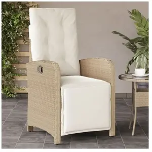 vidaXL Chaise inclinable de jardin et repose-pied beige résine tressée pas cher