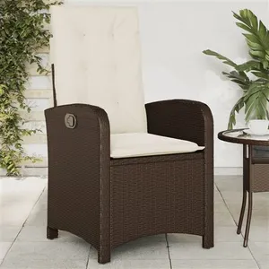 vidaXL Chaise inclinable de jardin avec coussins marron résine tressée pas cher