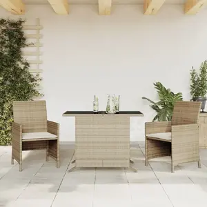 vidaXL Ensemble de bistro 3 pcs avec coussins beige résine tressée pas cher