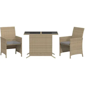 Comparateur de prix : vidaXL Ensemble de bistro 3 pcs coussins mélange beige résine tressée