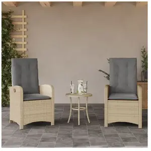 vidaXL Chaises inclinables jardin lot de 2 et coussins résine tressée pas cher