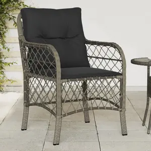 vidaXL Chaises de jardin avec coussins lot de 2 gris résine tressée pas cher