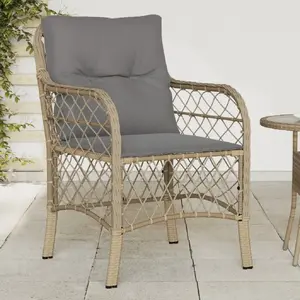 vidaXL Chaises de jardin avec coussins lot de 2 mélange beige rotin pas cher