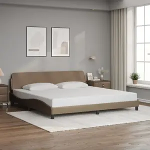 vidaXL Cadre de lit avec tête de lit Cappuccino 200x200 cm Similicuir pas cher