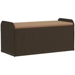 Comparateur de prix : vidaXL Banc de rangement et coussin marron 115x51x52 cm résine tressée