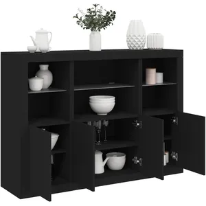 vidaXL Buffets avec lumières LED 3 pcs noir bois d'ingénierie pas cher