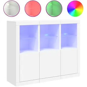 vidaXL Buffets avec lumières LED 3 pcs blanc bois d'ingénierie