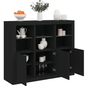 Comparateur de prix : vidaXL Buffets avec lumières LED 3 pcs noir bois d'ingénierie