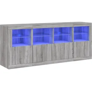 vidaXL Buffet avec lumières LED sonoma gris 163x37x67 cm pas cher