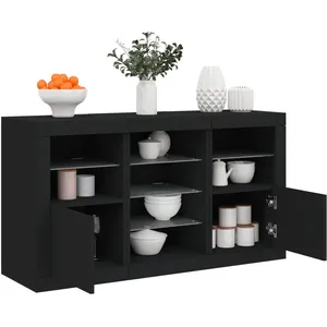 vidaXL Buffet avec lumières LED noir 123x37x67 cm pas cher