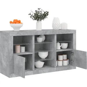 vidaXL Buffet avec lumières LED gris béton 123x37x67 cm pas cher