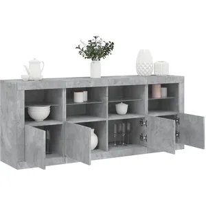 vidaXL Buffet avec lumières LED gris béton 163x37x67 cm pas cher