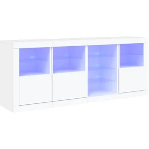 vidaXL Buffet avec lumières LED blanc 164x37x67 cm pas cher