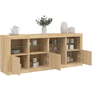 vidaXL Buffet avec lumières LED chêne sonoma 164x37x67 cm