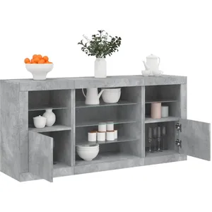 vidaXL Buffet avec lumières LED gris béton 142,5x37x67 cm pas cher