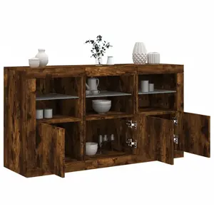 Non communiqué vidaXL Buffet avec lumières LED chêne fumé 123x37x67 cm pas cher