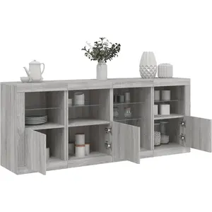 vidaXL Buffet avec lumières LED sonoma gris 164x37x67 cm pas cher