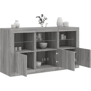 vidaXL Buffet avec lumières LED sonoma gris 123x37x67 cm pas cher