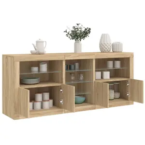 vidaXL Buffet avec lumières LED chêne sonoma 162x37x67 cm pas cher