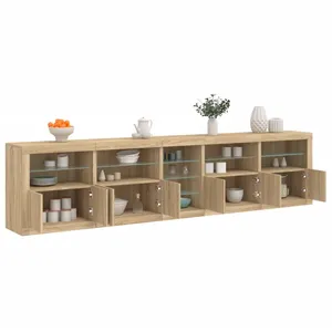 Comparateur de prix : vidaXL Buffet avec lumières LED chêne sonoma 283x37x67 cm