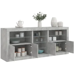 vidaXL Buffet avec lumières LED gris béton 162x37x67 cm pas cher