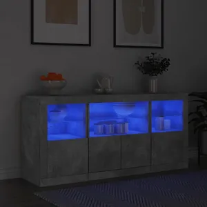 Comparateur de prix : vidaXL Buffet avec lumières LED gris béton 142,5x37x67 cm