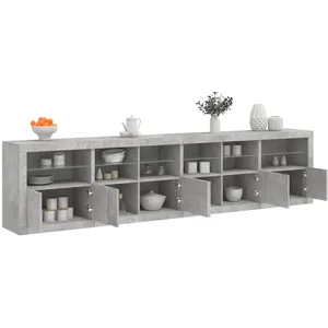 vidaXL Buffet avec lumières LED gris béton 283x37x67 cm