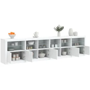 vidaXL Buffet avec lumières LED blanc 283x37x67 cm pas cher