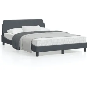 vidaXL Cadre de lit avec tête de lit Gris foncé 120x200 cm Velours pas cher